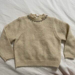 Kid’s Zara Cream Sweater with Beaded Neckline girls 6-7